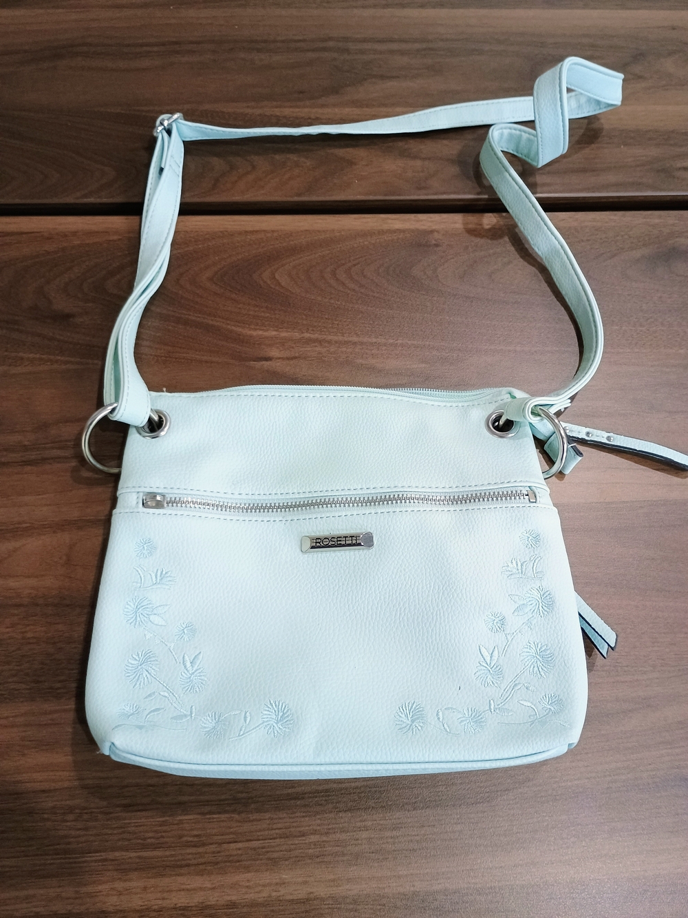 Rosetti Light Green Crossbody Bag with Floral Embossing